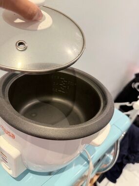 Amusa Light Blue and White Mini Electric Rice Cooker